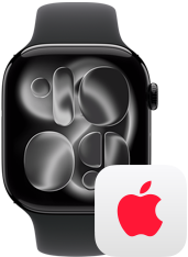 Apple Watch next to AppleCare+ logo
