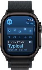 Person wearing Apple Watch Ultra 3 on wrist, possible hypertension health alert screen