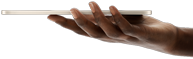 Thin iPad mini held in a hand, light and sleek design